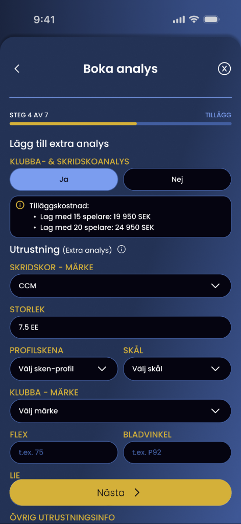 Steg 4 av 7 - Extra Analys i Club App
